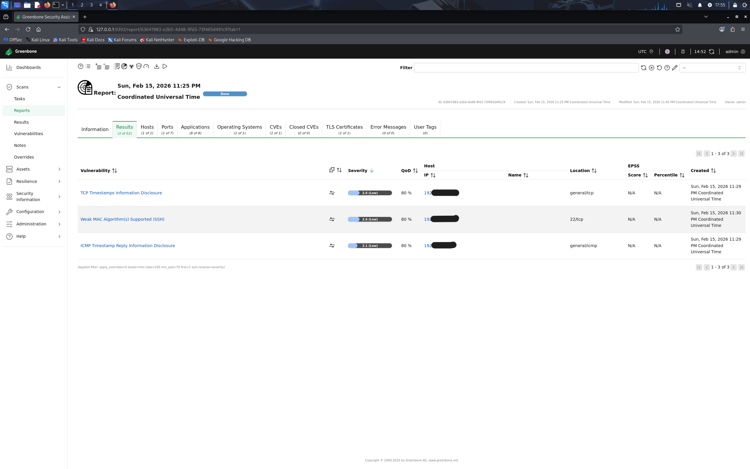 Greenbone Scan Results